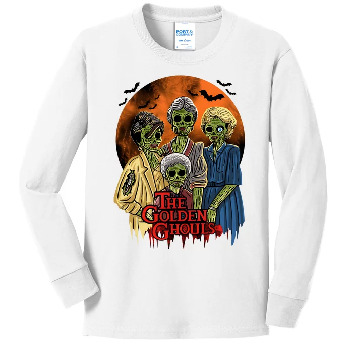 The Golden Ghoulds Hallloween Zombie Scary Spooky Vibes Kids Long Sleeve Shirt