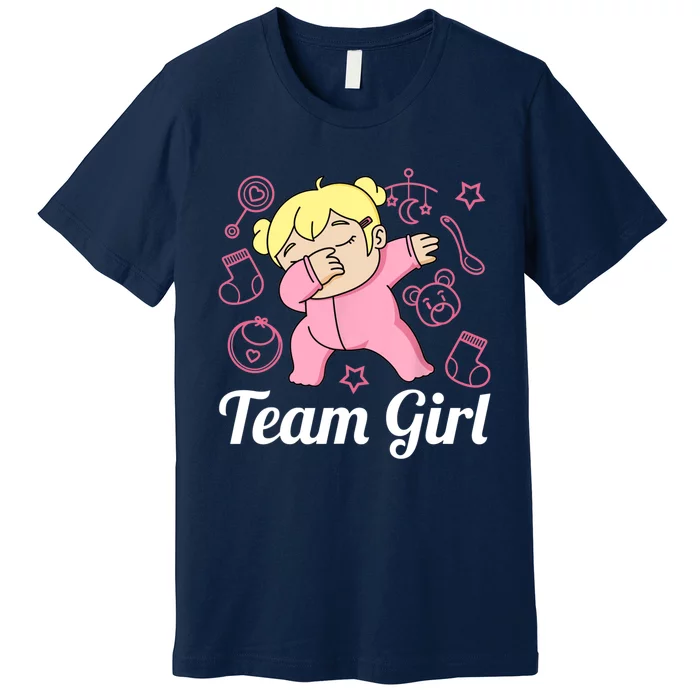 Team Girl Gender Reveal Party Team Pink Baby Announcement Premium T-Shirt