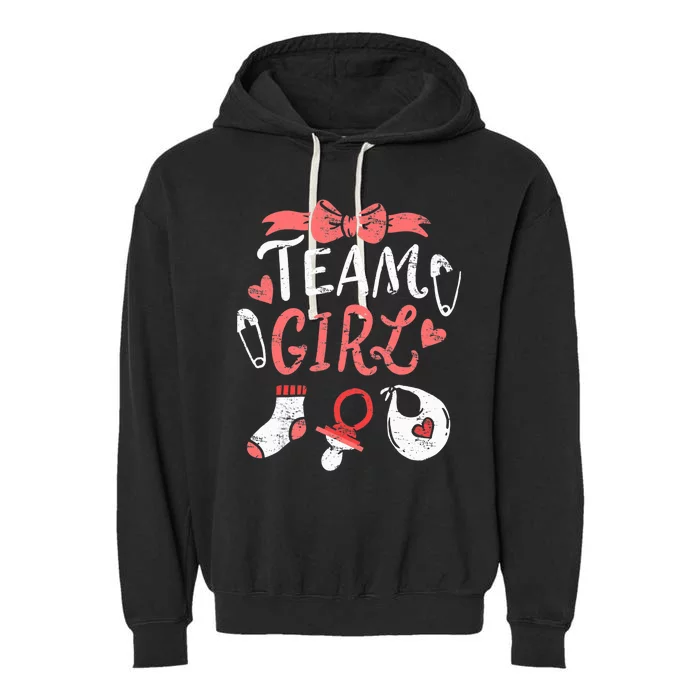 Team Girl Gender Reveal Party Team Pink Baby Announcement Garment-Dyed Fleece Hoodie