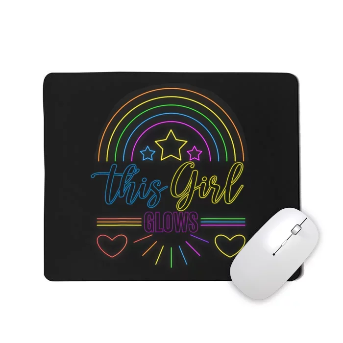 This Girl Glows Cute Girl Woman Tie Dye 80s Party Team Mousepad