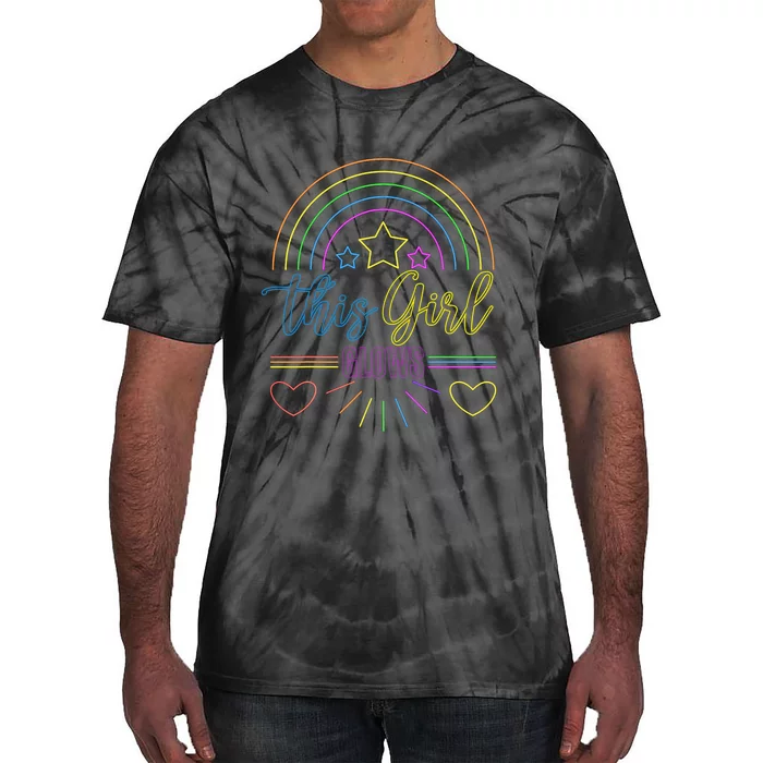 This Girl Glows Cute Girl Woman Tie Dye 80s Party Team Tie-Dye T-Shirt