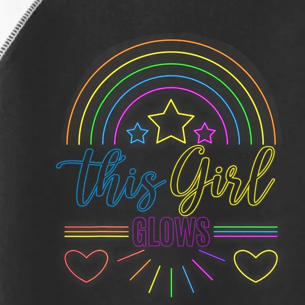 This Girl Glows Cute Girl Woman Tie Dye 80s Party Team Toddler Fine Jersey T-Shirt