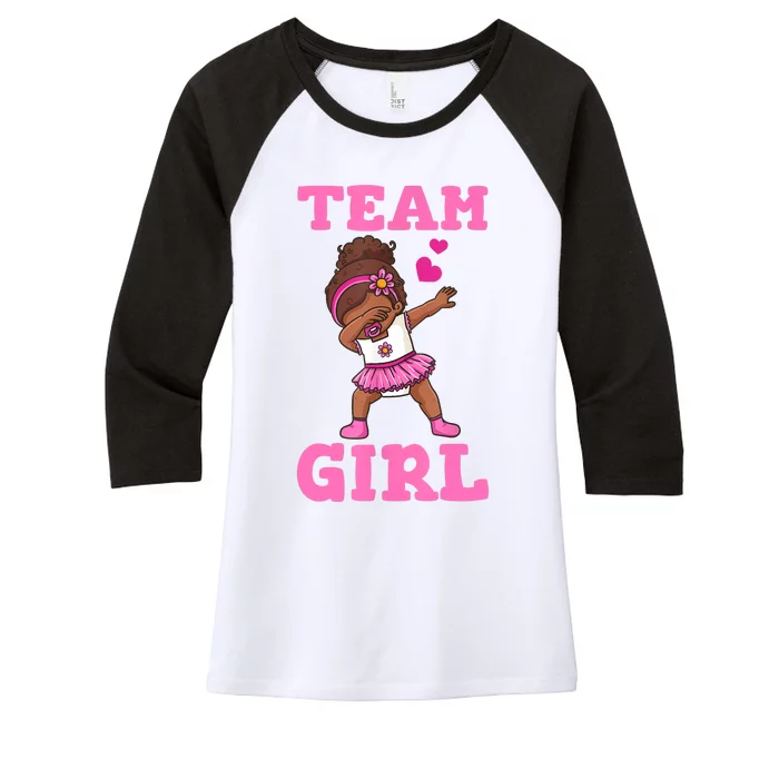 Team Girl Gender Reveal Party Team Pink Baby Announcement Women's Tri-Blend 3/4-Sleeve Raglan Shirt