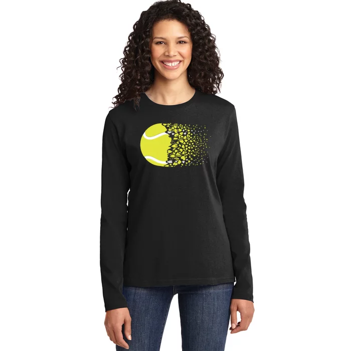 Tennis Graphic Girls Tennis Heart Love Tennis Player Ladies Long Sleeve Shirt