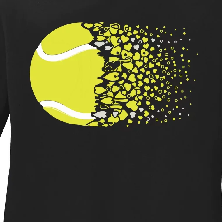 Tennis Graphic Girls Tennis Heart Love Tennis Player Ladies Long Sleeve Shirt