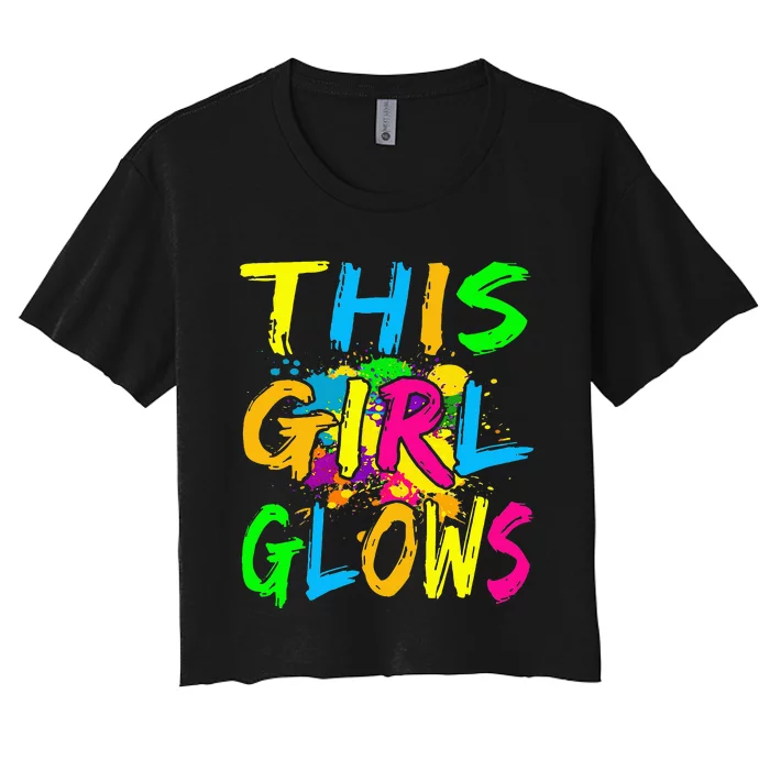 This Girl Glows Retro 80s Party Women's Crop Top Tee