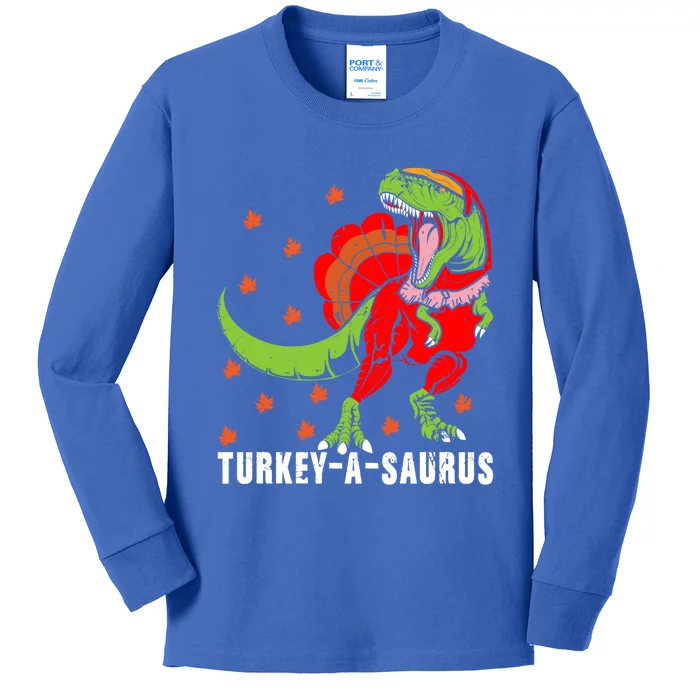 Turkeygreat Giftagreat Giftsaurus Funny Thanksgiving Dinosaur Turkey Tgreat Gift Kids Long Sleeve Shirt