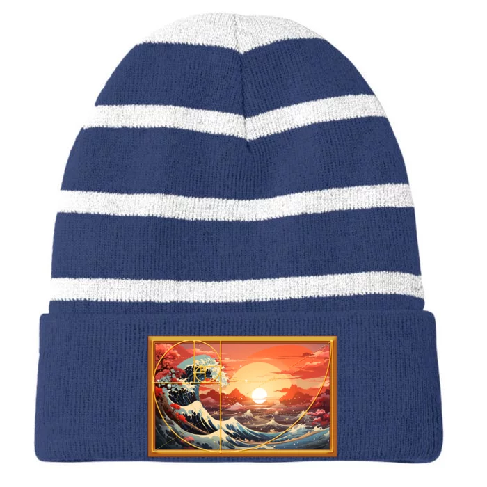 The Great Golden Ratio Wave Striped Beanie with Solid Band