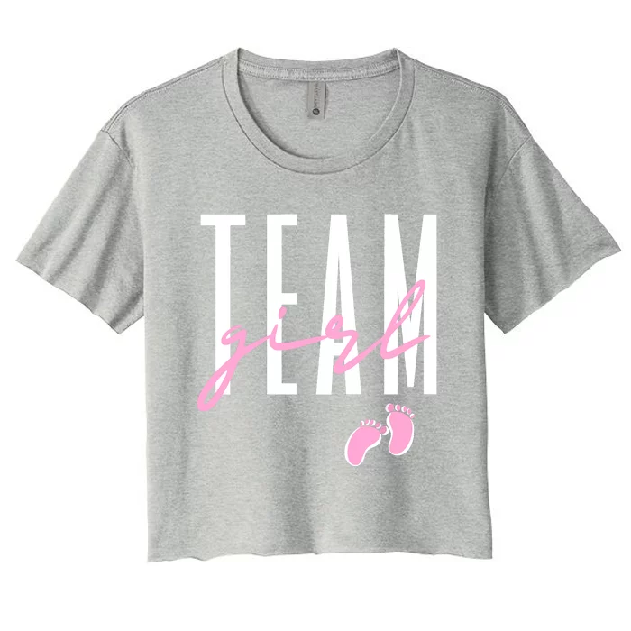 Team Girl Gender Reveal Baby Shower Pink Or Blue Women's Crop Top Tee