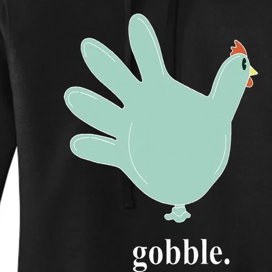 Turkey Glove Gobble Thanksgiving Thankful Nurse Women's Pullover Hoodie