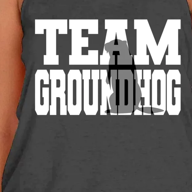 Team Groundhog Gift Fun Matching Groundhog Day Design Gift Women's Knotted Racerback Tank