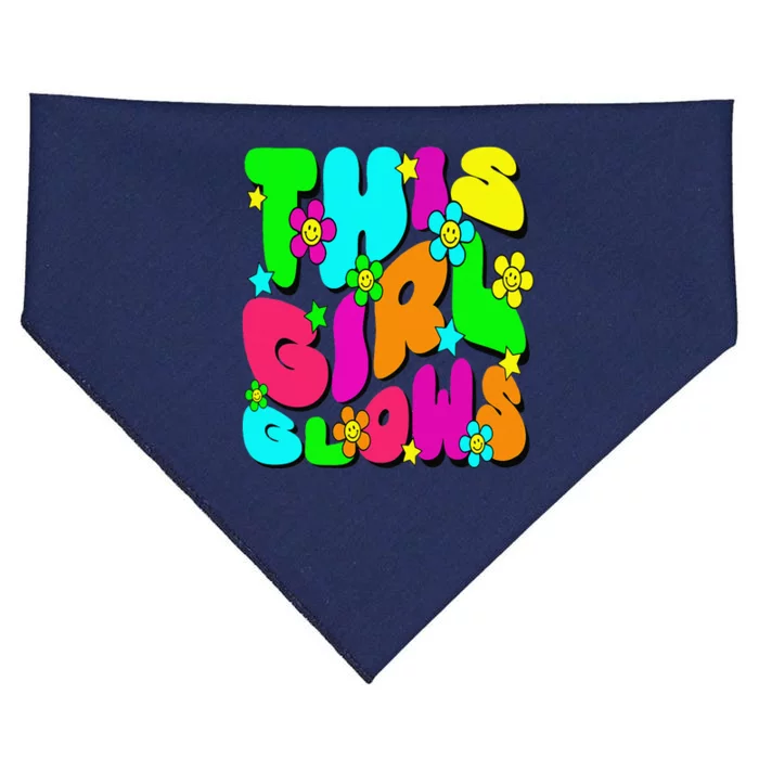 This Girl Glows Tie Dye Bright Colors 80S And 90S USA-Made Doggie Bandana