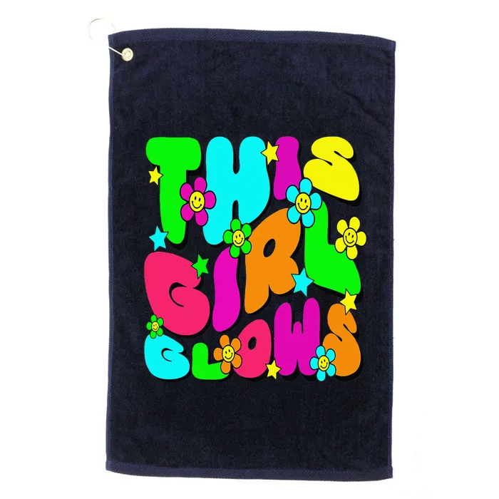 This Girl Glows Tie Dye Bright Colors 80S And 90S Platinum Collection Golf Towel