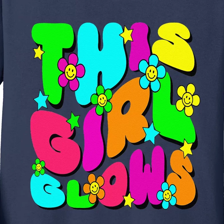 This Girl Glows Tie Dye Bright Colors 80S And 90S Kids Long Sleeve Shirt