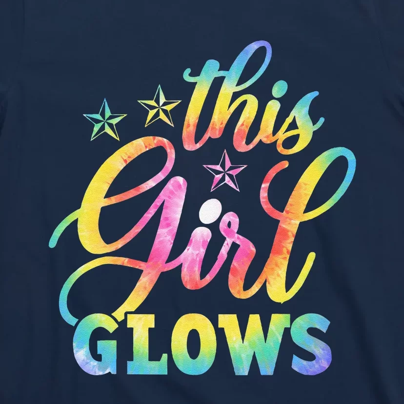 This Girl Glows Tie Dye 80s Themed Disco T-Shirt