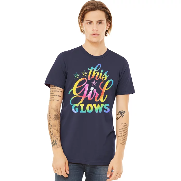 This Girl Glows Tie Dye 80s Themed Disco Premium T-Shirt