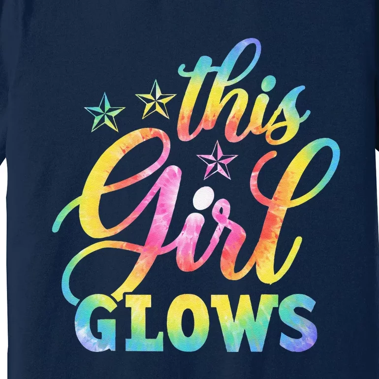 This Girl Glows Tie Dye 80s Themed Disco Premium T-Shirt