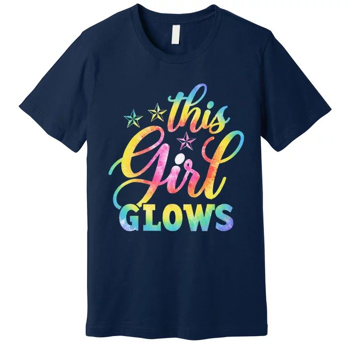 This Girl Glows Tie Dye 80s Themed Disco Premium T-Shirt