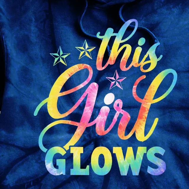 This Girl Glows Tie Dye 80s Themed Disco Tie Dye Hoodie