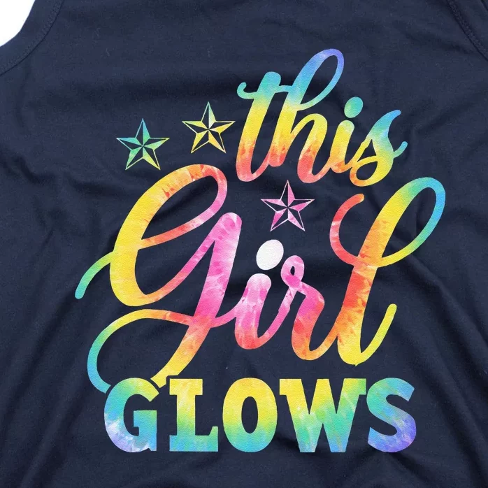 This Girl Glows Tie Dye 80s Themed Disco Tank Top