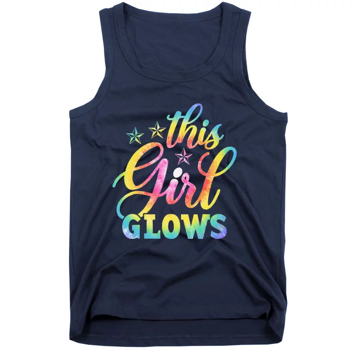 This Girl Glows Tie Dye 80s Themed Disco Tank Top