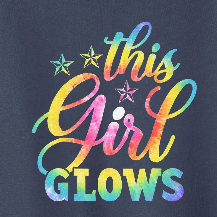 This Girl Glows Tie Dye 80s Themed Disco Toddler T-Shirt