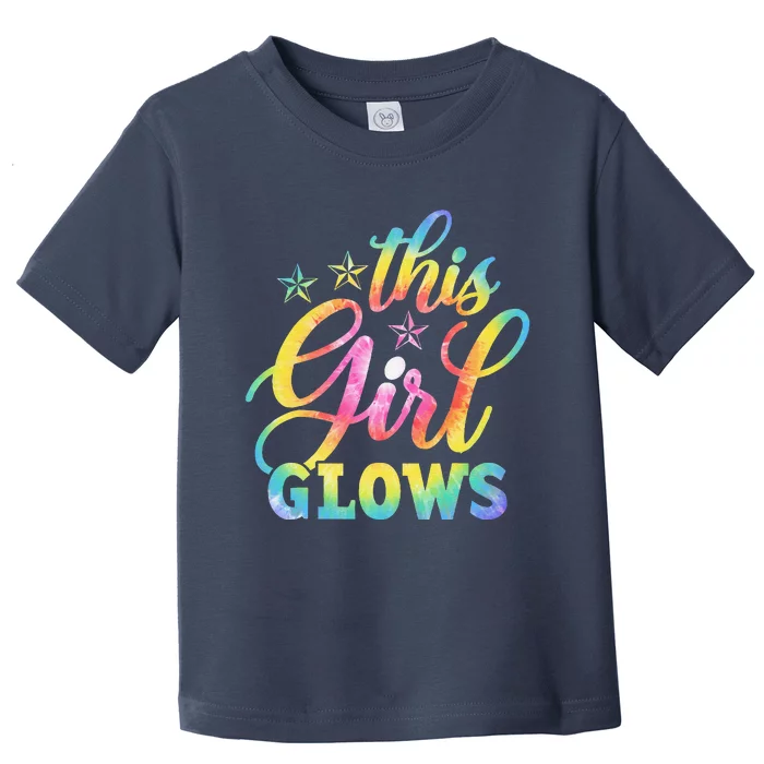 This Girl Glows Tie Dye 80s Themed Disco Toddler T-Shirt