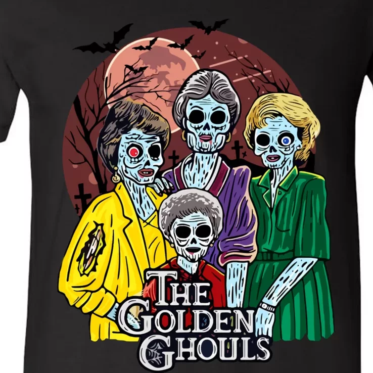 The Golden Ghouls Halloween Zombie Funny Halloween V-Neck T-Shirt