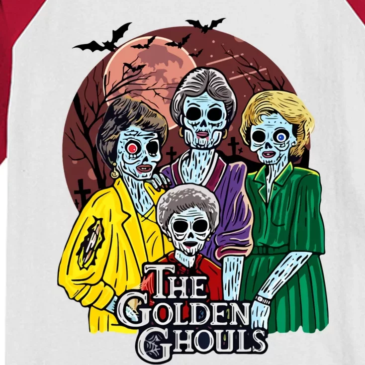 The Golden Ghouls Halloween Zombie Funny Halloween Kids Colorblock Raglan Jersey