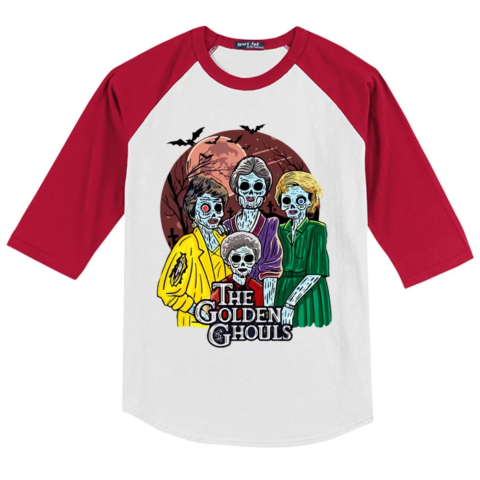 The Golden Ghouls Halloween Zombie Funny Halloween Kids Colorblock Raglan Jersey