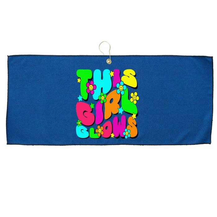 This Girl Glows Tie Dye Bright Colors 80S And 90S Large Microfiber Waffle Golf Towel