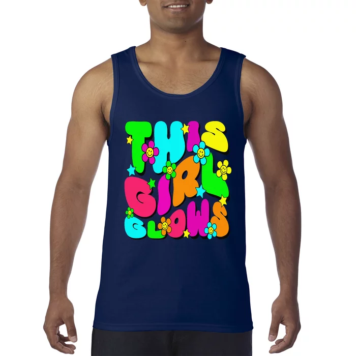 This Girl Glows Tie Dye Bright Colors 80S And 90S Tank Top