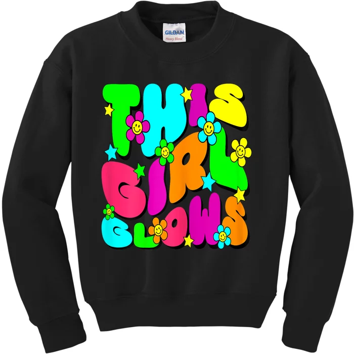 This Girl Glows For Tie Dye Bright Colors 80s And 90s Kids Sweatshirt