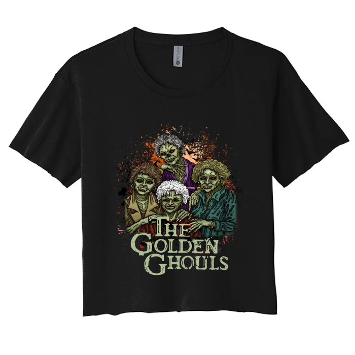 The Golden Ghouls Halloween Zombie Funny Halloween Women's Crop Top Tee