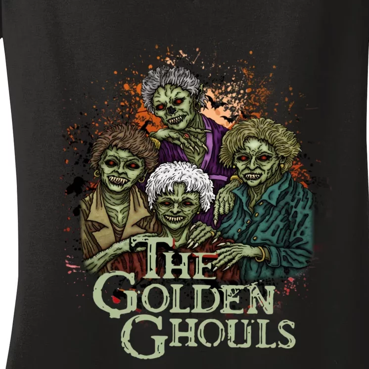 The Golden Ghouls Halloween Zombie Funny Halloween Women's V-Neck T-Shirt