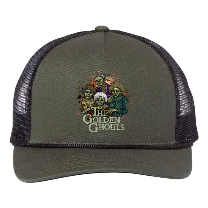 The Golden Ghouls Halloween Zombie Funny Halloween Retro Rope Trucker Hat Cap