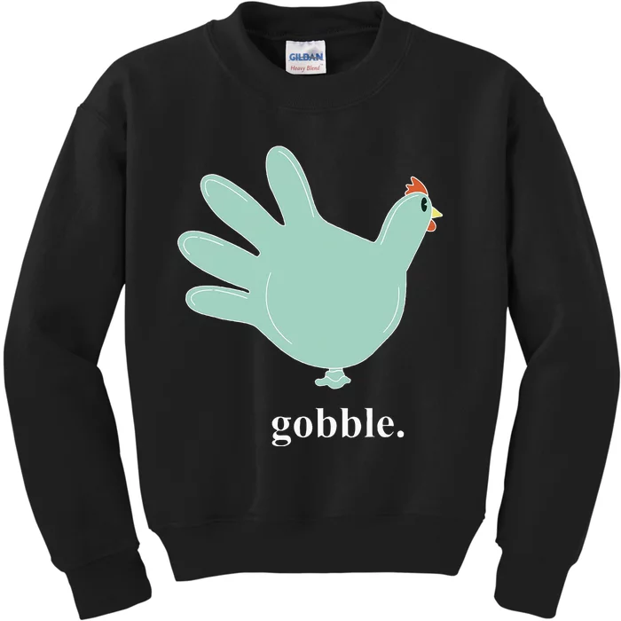 Turkey Glove Gobble Thanksgiving Thankful Nurse Kids Sweatshirt