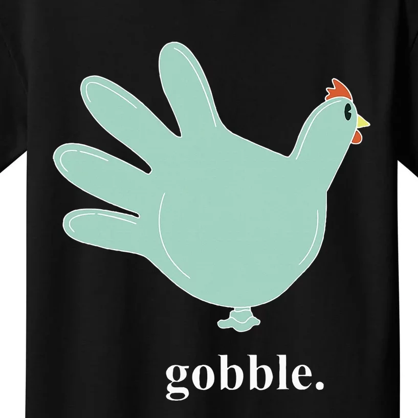 Turkey Glove Gobble Thanksgiving Thankful Nurse Kids T-Shirt