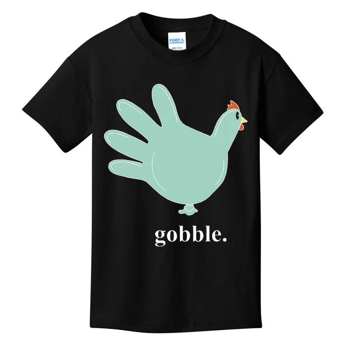 Turkey Glove Gobble Thanksgiving Thankful Nurse Kids T-Shirt