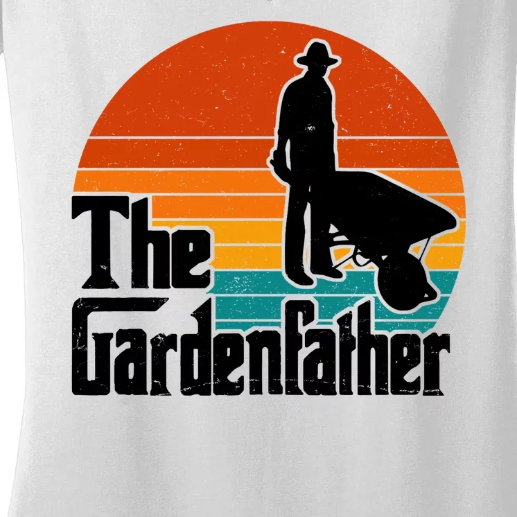 The Gardenfather Gardening Dad Gift Retro Women's V-Neck T-Shirt