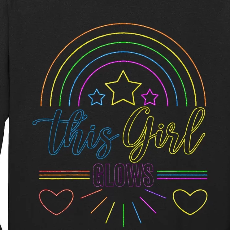 This Girl Glows Girl Woman Tie Dye 80s Party Team Tall Long Sleeve T-Shirt