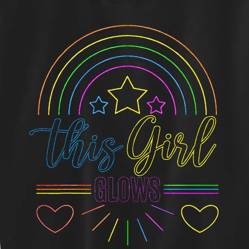 This Girl Glows Girl Woman Tie Dye 80s Party Team Kids Sweatshirt