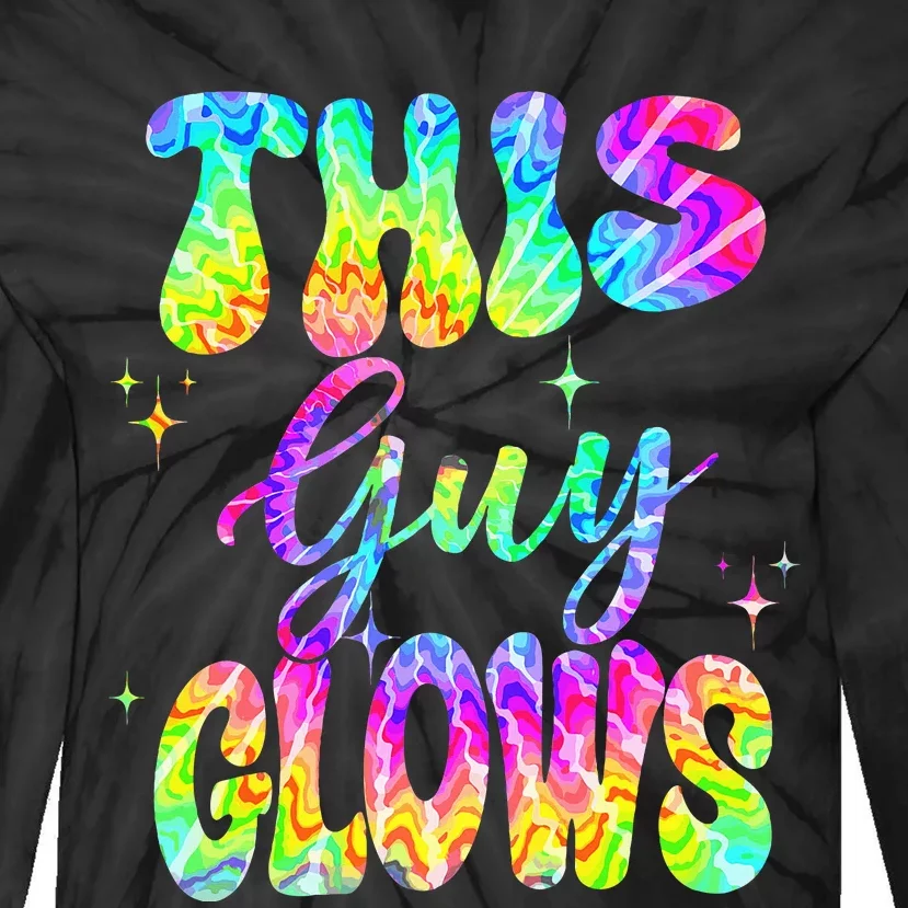 This Guy Glows Boy Birthday Party 80s Disco Theme Tie-Dye Long Sleeve Shirt