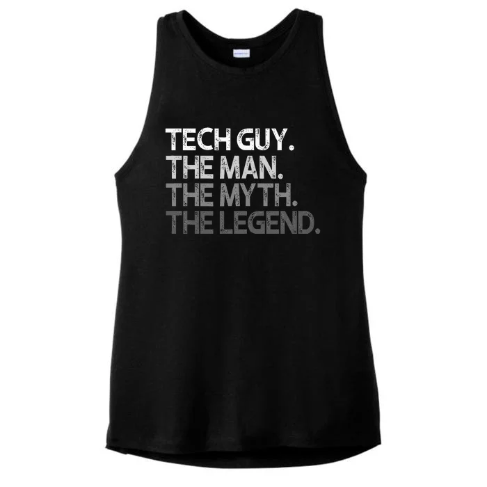 Tech Guy Gift The Man Myth Legend Ladies Tri-Blend Wicking Tank