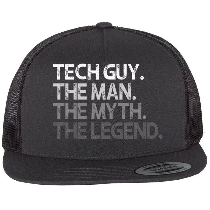 Tech Guy Gift The Man Myth Legend Flat Bill Trucker Hat