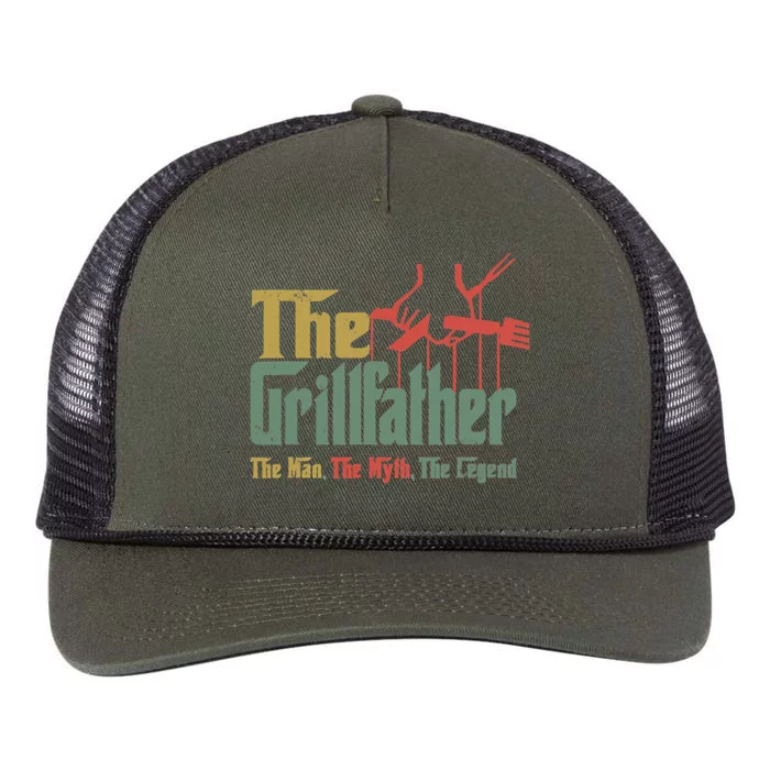 The Grillfather Grill Fathers Great Gift Retro Rope Trucker Hat Cap