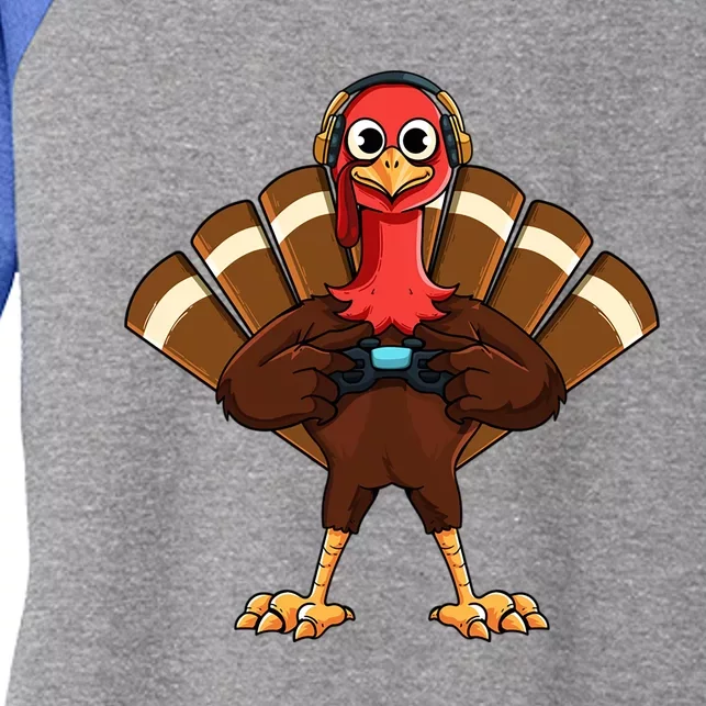 Thanksgiving Gaming Gobble Player Turkey Video Gamer Gift Great Gift Women's Tri-Blend 3/4-Sleeve Raglan Shirt