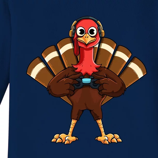 Thanksgiving Gaming Gobble Player Turkey Video Gamer Gift Great Gift Baby Long Sleeve Bodysuit