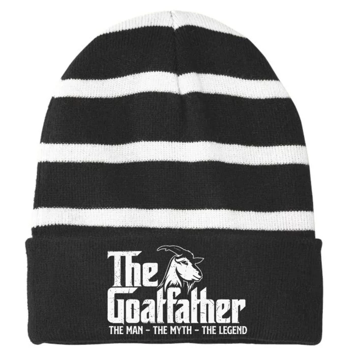 The Goatfather Goat Owner Animal Farmer Rancher Farming Striped Beanie with Solid Band