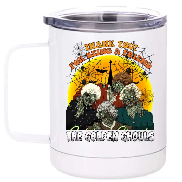 The Golden Ghouls Vintage Halloween Spooky Golden Front & Back 12oz Stainless Steel Tumbler Cup